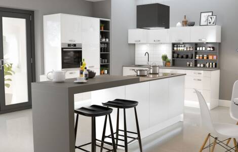 Design ideas for a white and modern kitchen