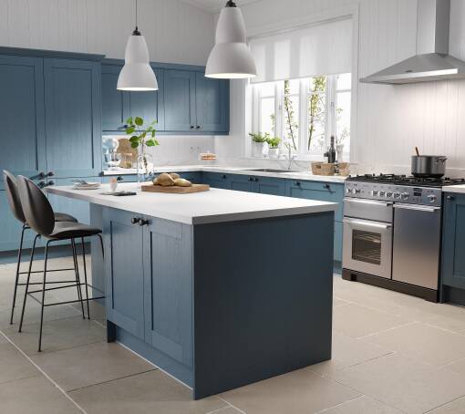 Shaker 5 Piece Indigo Blue Grain kitchen