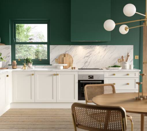 Shaker Timber Moon White Grain kitchen